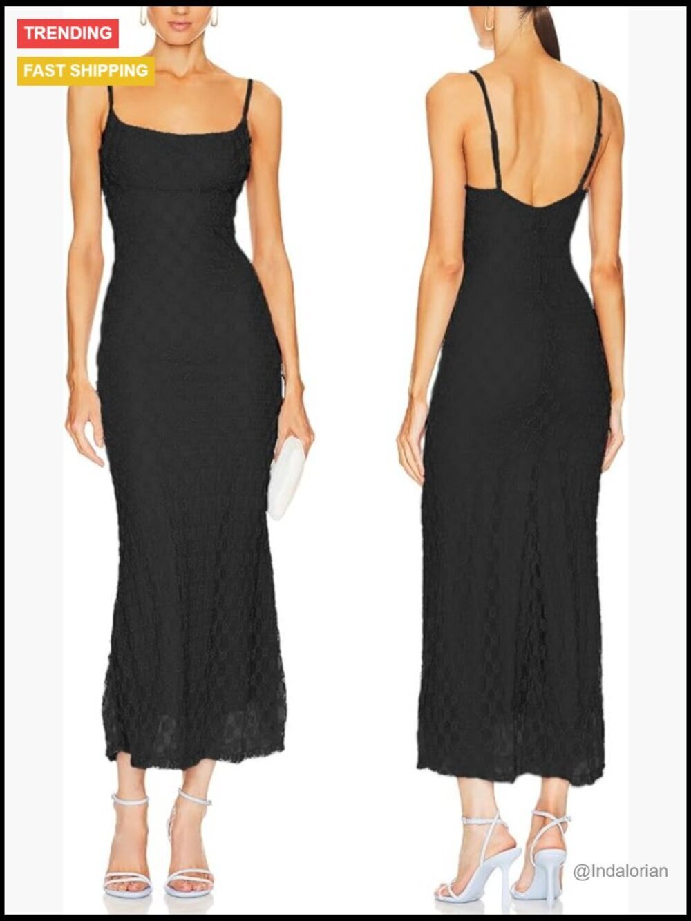 Spaghetti Strap Lace Mesh Maxi Dress Square Neck Backless Mermaid Bodycon Formal